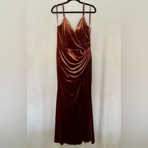 Revelry Rory Velvet Dress in Rust